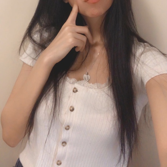 Cream Ribbed Button Up Top - Picture 6 of 6